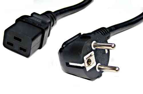 Schuko (Type E, F) Right Angle to C19 16A Cable 2.5m